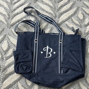 Thirty-One Navy Blue Tote with White Accents